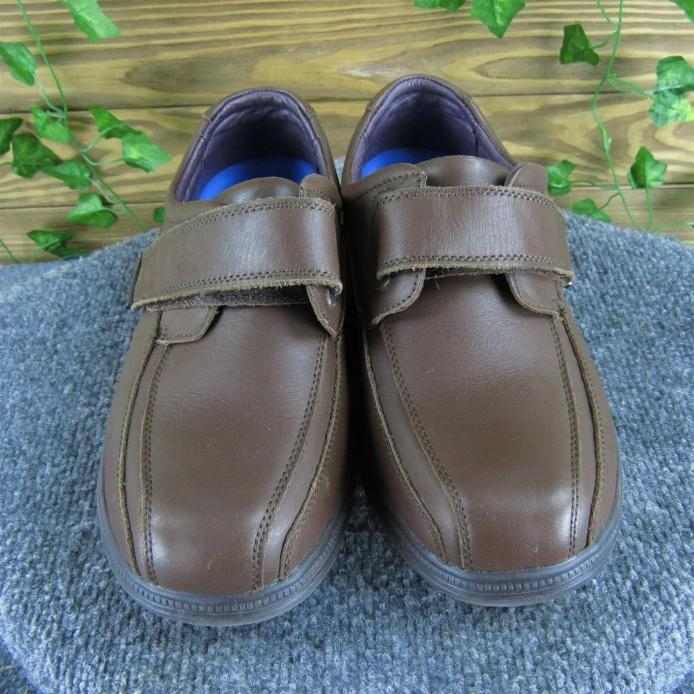 Sure‎ Fit Copenhagen Men's Strap Overlay Dress Shoes Brown Orthopedic 9.5 Wide